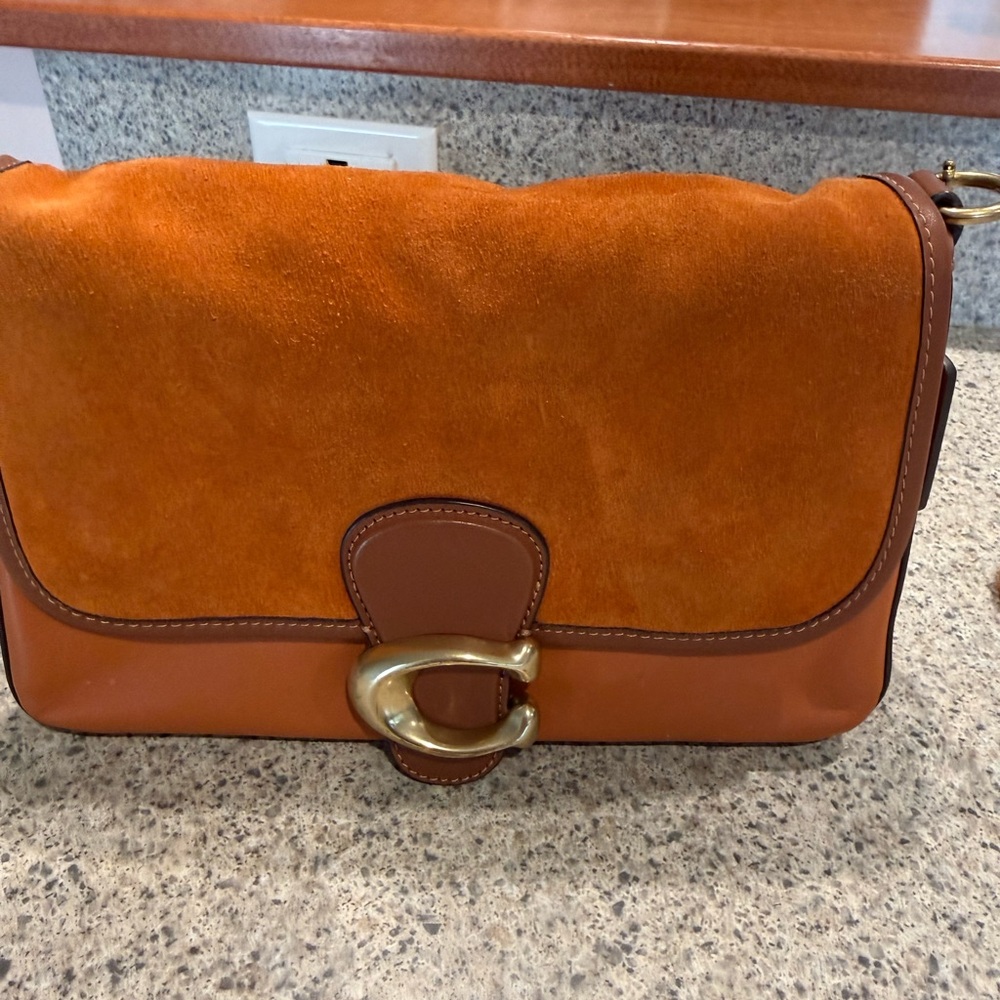 Coach Orange suede soft tabby bag